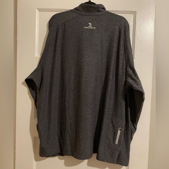 Pebble Beach Hesthered Grey Long Sleeve Performance Pull Over - Picture 2 of 16